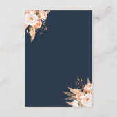 Navy Blue Boho Chic Floral Wedding Begleitkarte (Rückseite)