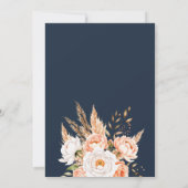 Navy Blue Boho Chic Floral Wedding Einladung (Rückseite)