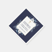 Navy Blue Boho Floral Erste Heilige Kommune Serviette (Ecke)