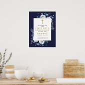 Navy Blue Boho Floral Heilige Kommune Begrüßungsze Poster (Küche)