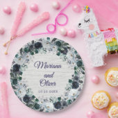 Navy Blue Boho Floral Wedding Pappteller (Party)