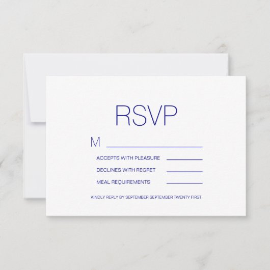 Navy Blue Boho Floral Wedding RSVP Karte (Vorderseite)