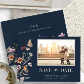 Navy Blue Boho Foto Save the Date