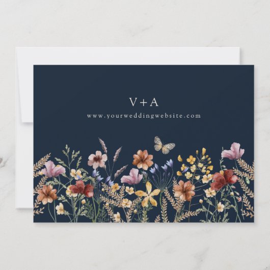 Navy Blue Boho Foto Save the Date (Rückseite)