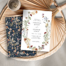 Navy Blue Boho Hochzeitseinladung