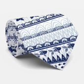 Navy Blue Boho Style Ocean Pattern Krawatte (Gerollt)