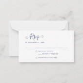 Navy Blue Boho Stylish Script RSVP Wedding Mitteilungskarte (Vorderseite)