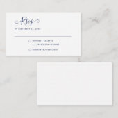 Navy Blue Boho Stylish Script RSVP Wedding Mitteilungskarte (Vorne/Hinten)