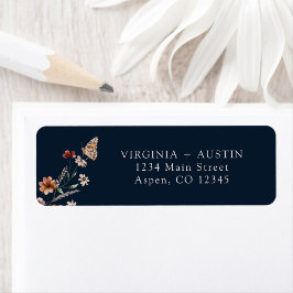 Navy Blue Boho Wedding Rücksendeadresse Label