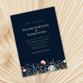 Navy Blue Boho Wildblume Hochzeitseinladung Einladung