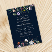 Navy Blue Boho Wildblume Meadow Wedding Einladung