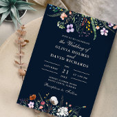 Navy Blue Boho Wildblume Meadow Wedding Einladung