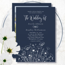 Navy Blue Boho Wildblume Minimal Blumenhochzeit