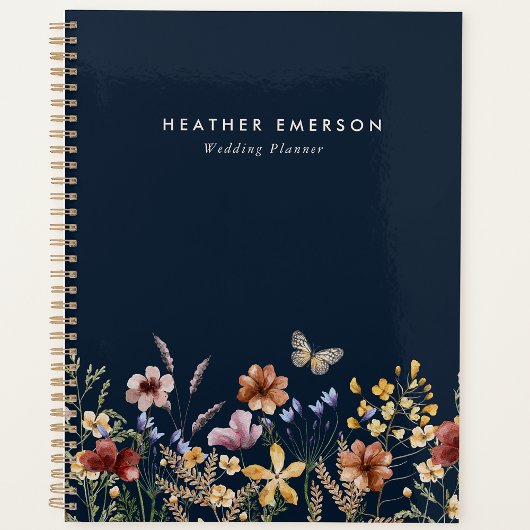 Navy Blue Boho Wildblumen Blumenplaner Planer