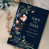 Navy Blue Boho Wildblumen Save the Date Karte