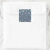 Navy Blue Boho Winter Snowflake Babydusche Quadratischer Aufkleber (Tasche)