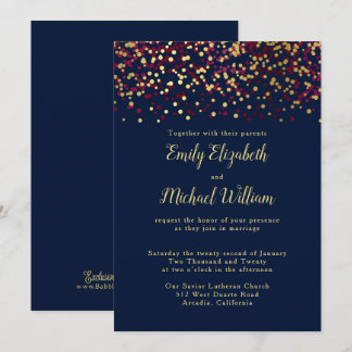 Navy Blue Bokeh Gold Hochzeit Einladung