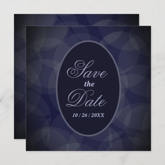 Navy Blue Bokeh Hochzeit speichern das Datum Save The Date (Vorne/Hinten)