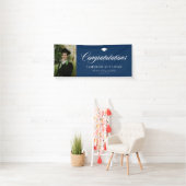 Navy Blue Bold Calligraphy Foto Abschluss Banner (Insitu)