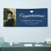 Navy Blue Bold Calligraphy Foto Abschluss Banner (Messe)