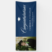 Navy Blue Bold Calligraphy Foto Abschluss Banner (Vertikal)