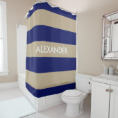 Navy Blue Bold H Strip #3 Monogram Duschvorhang (Beispiel)