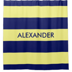 Navy Blue Bold H Strip #3 Monogram Duschvorhang
