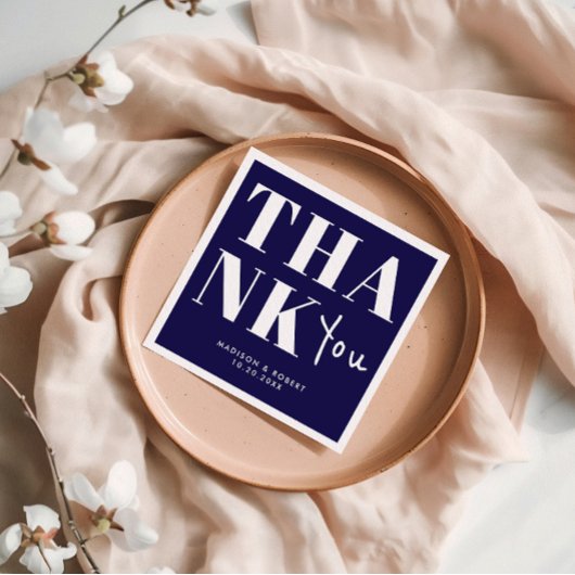 Navy Blue Bold Minimalistisch Vielen Dank für Ihre Serviette
