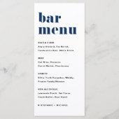 Navy Blue Bold Retro Typografy Wedding Bar Menükarte (Vorderseite)