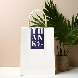 Navy Blue Bold Simple Dankeschön Gastgeschenk Hoch Rechteckiger Aufkleber