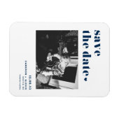 Navy Blue Bold Typografy Foto Save the Date Magnet (Horizontal)