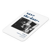 Navy Blue Bold Typografy Foto Save the Date Magnet (Linke Seite)