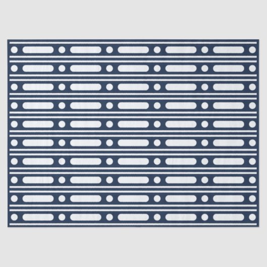 Navy Blue Bone Inlay Border Dots Decoupage Paper Seidenpapier (Vorderseite)