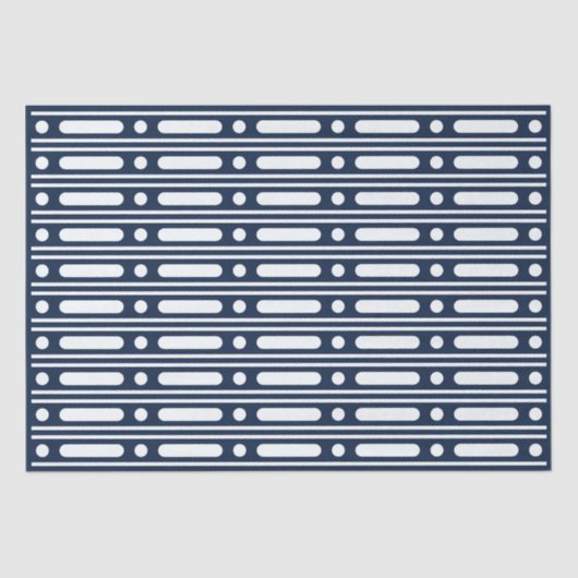 Navy Blue Bone Inlay Border Dots Decoupage Paper Seidenpapier (Vorderseite)