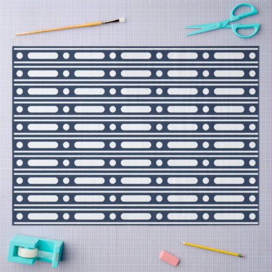 Navy Blue Bone Inlay Border Dots Decoupage Paper Seidenpapier (Basteln)