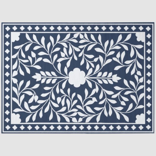 Navy Blue Bone Inlay Decoupage Paper Seidenpapier (Vorderseite)