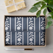 Navy Blue Bone Inlay Floral Border Decoupage Paper Seidenpapier (Geschenk)