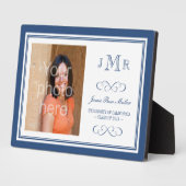 Navy Blue Border Class Monogram Abschluss Foto Fotoplatte (Seite)