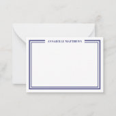 Navy Blue Border Minimalist Name Monogram Mitteilungskarte (Vorderseite)