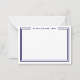 Navy Blue Border Minimalist Name Monogram Mitteilungskarte
