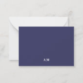 Navy Blue Border Minimalist Name Monogram Mitteilungskarte (Rückseite)