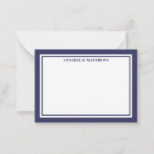 Navy Blue Border Minimalist Name Monogram Mitteilungskarte (Vorderseite)