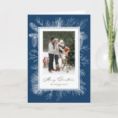 Navy Blue Botanic Frame Foto Weihnachten (Vorderseite)