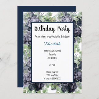 NAVY BLUE BOTANICAL FLORAL EUCALYPTUS EINLADUNG