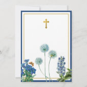 Navy Blue Botanical & Gold Taufe Christening Boy Einladung (Rückseite)