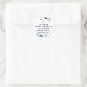 Navy Blue Botanical Modern Heilige Kommune Runder Aufkleber (Tasche)