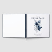 Navy Blue Botanical Wedding Gästebuch (Voll)