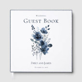 Navy Blue Botanical Wedding Gästebuch (Vorderseite)