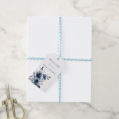 Navy Blue Botanical Wedding Geschenkanhänger (Mit Garn)