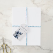 Navy Blue Botanical Wedding Geschenkanhänger (Mit Garn)
